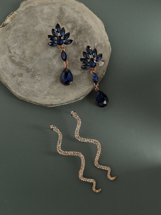 Pack Of Gold-Plated Drop Earrings