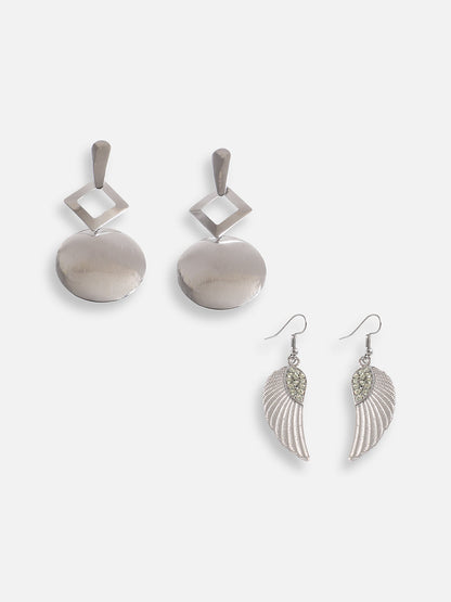 Pack Of Silver-Plated Drop Earrings 