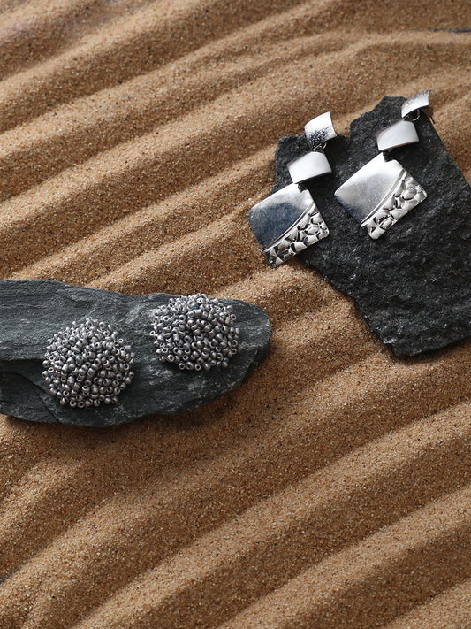 Pack Of Silver-Plated Stud & Drop Earrings