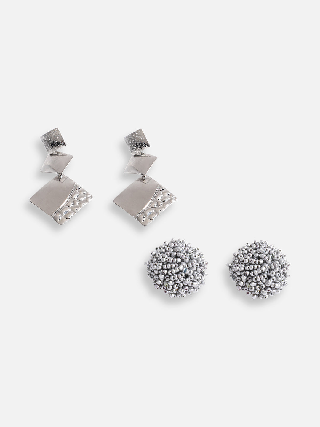 Pack Of Silver-Plated Stud & Drop Earrings 