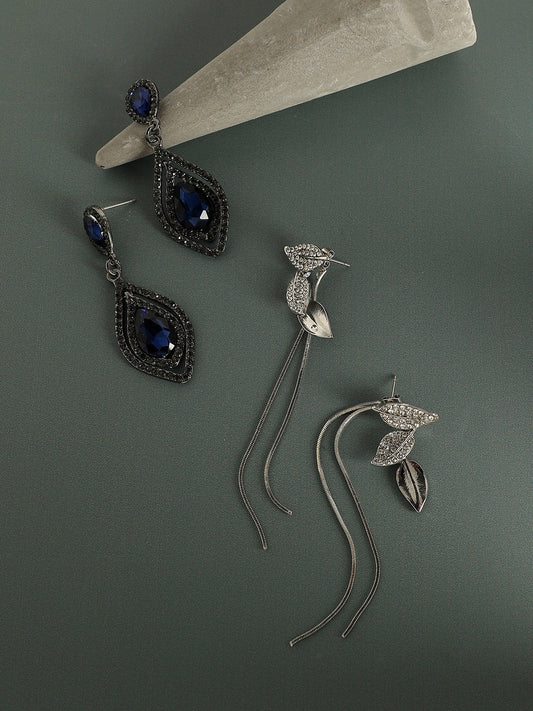Pack Of Silver-Plated Drop Earrings