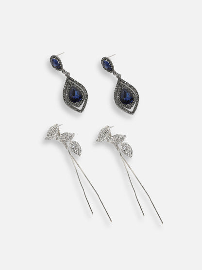 Pack Of Silver-Plated Drop Earrings