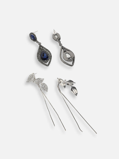 Pack Of Silver-Plated Drop Earrings 