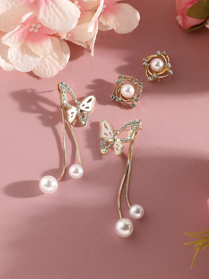 Pack Of Gold-Plated Stud & Drop Earrings