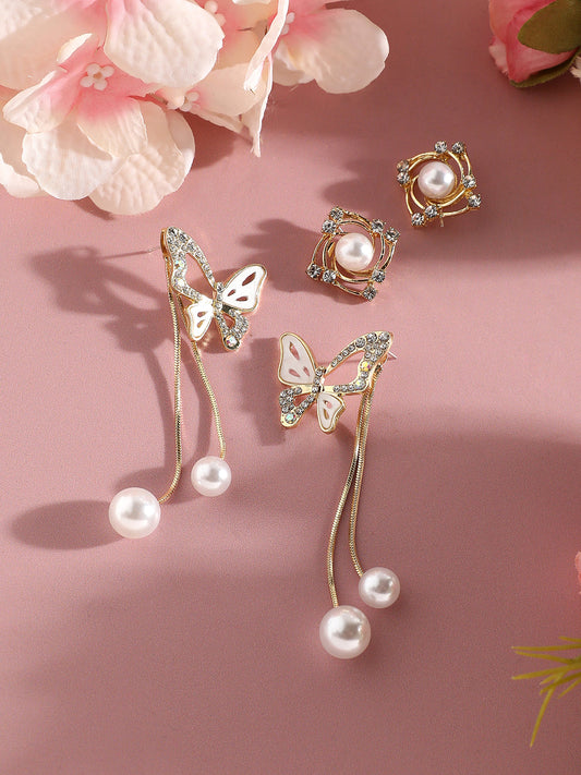 Pack Of Gold-Plated Stud & Drop Earrings