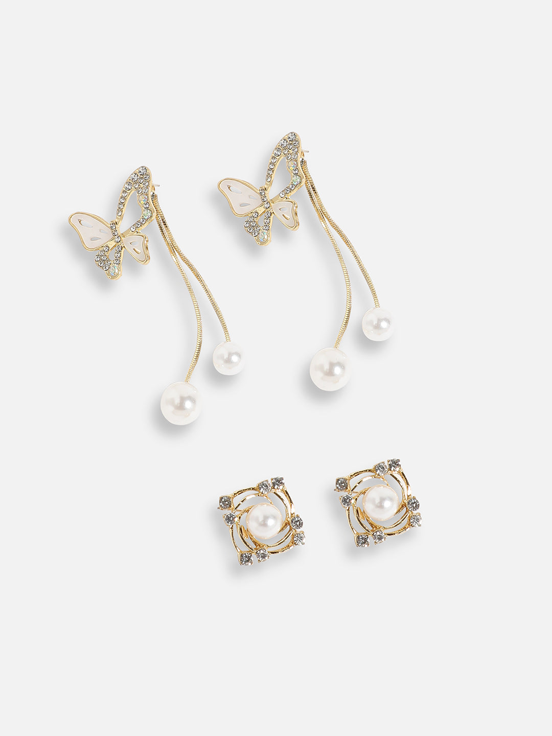 Pack Of Gold-Plated Stud & Drop Earrings