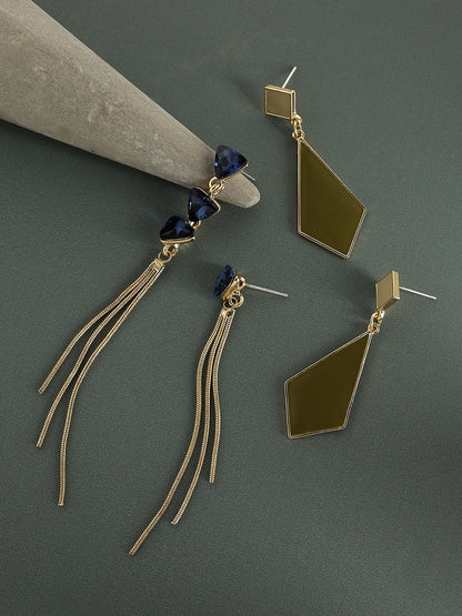 Pack Of Gold-Plated Drop Earrings