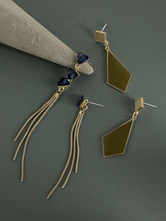 Pack Of Gold-Plated Drop Earrings
