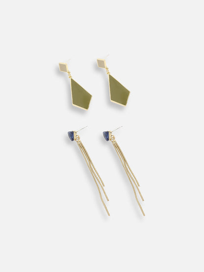 Pack Of Gold-Plated Drop Earrings