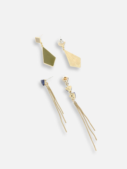 Pack Of Gold-Plated Drop Earrings 