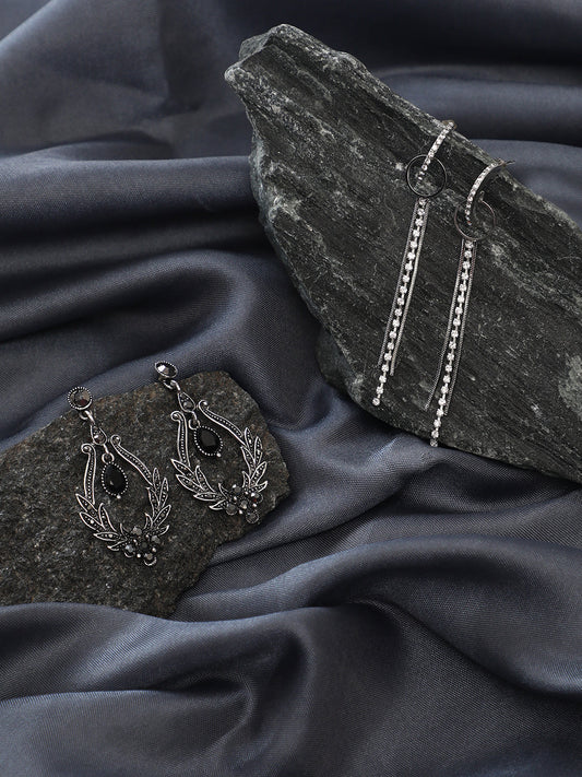 Pack Of Silver-Plated Drop Earrings