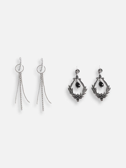 Pack Of Silver-Plated Drop Earrings 