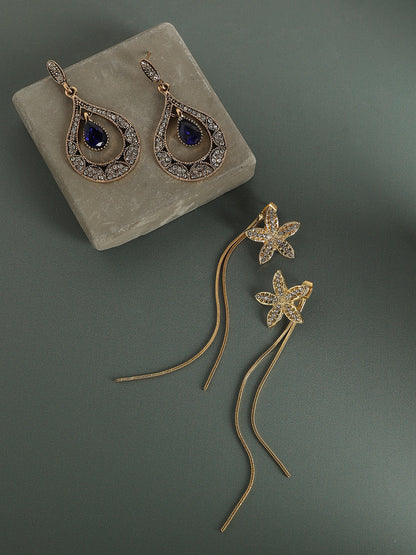 Pack Of Gold-Plated Drop Earrings