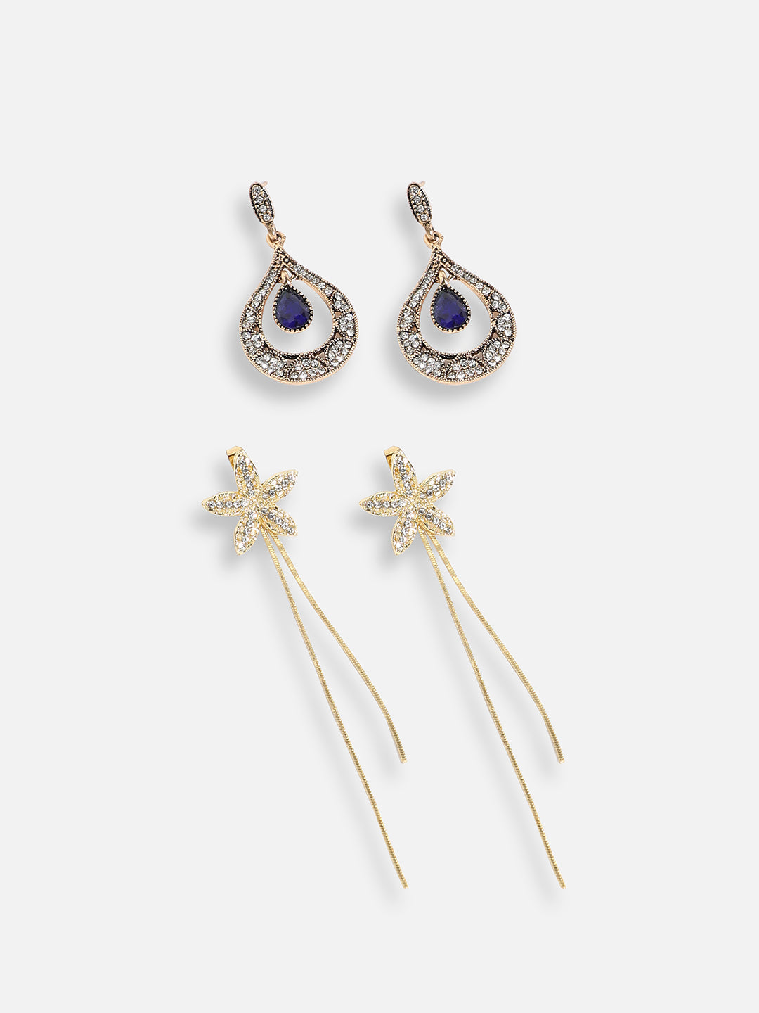 Pack Of Gold-Plated Drop Earrings