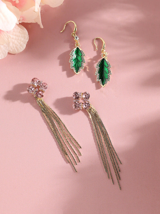 Pack Of Gold-Plated Drop Earrings