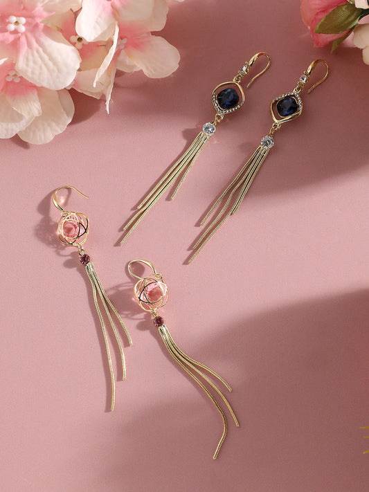 Pack Of Gold-Plated Drop Earrings