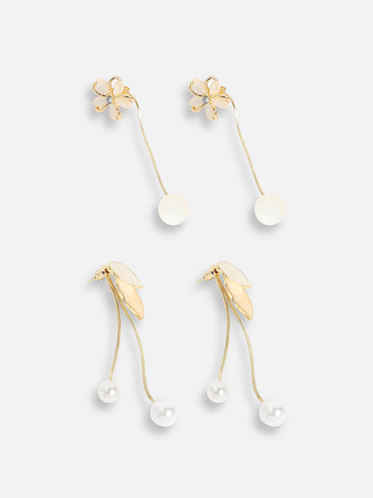 Pack Of Gold-Plated Drop Earrings