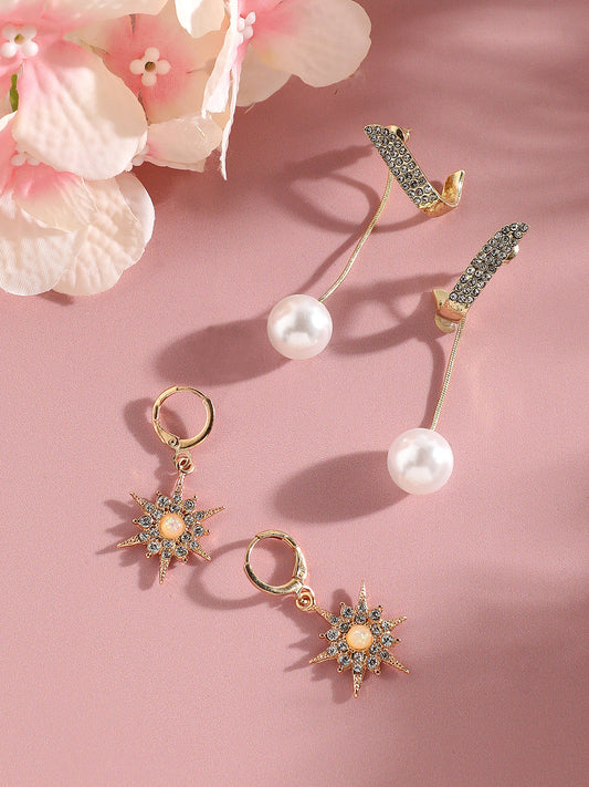 Pack Of Gold-Plated Drop Earrings