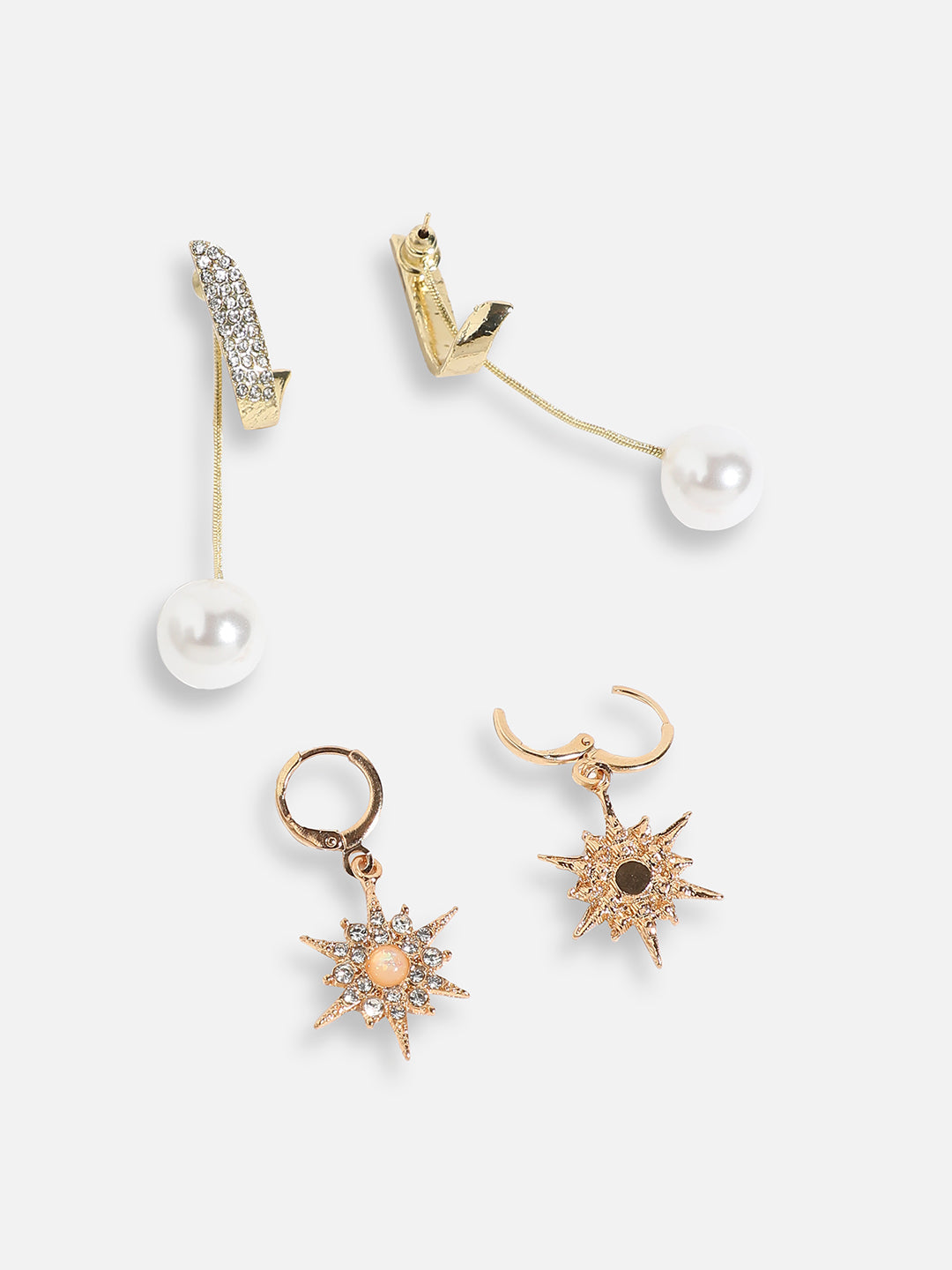 Pack Of Gold-Plated Drop Earrings