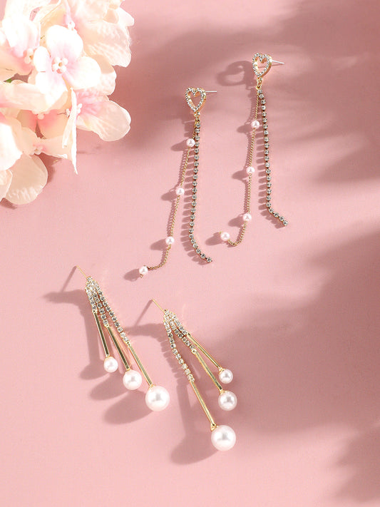 Pack Of Gold-Plated Drop Earrings