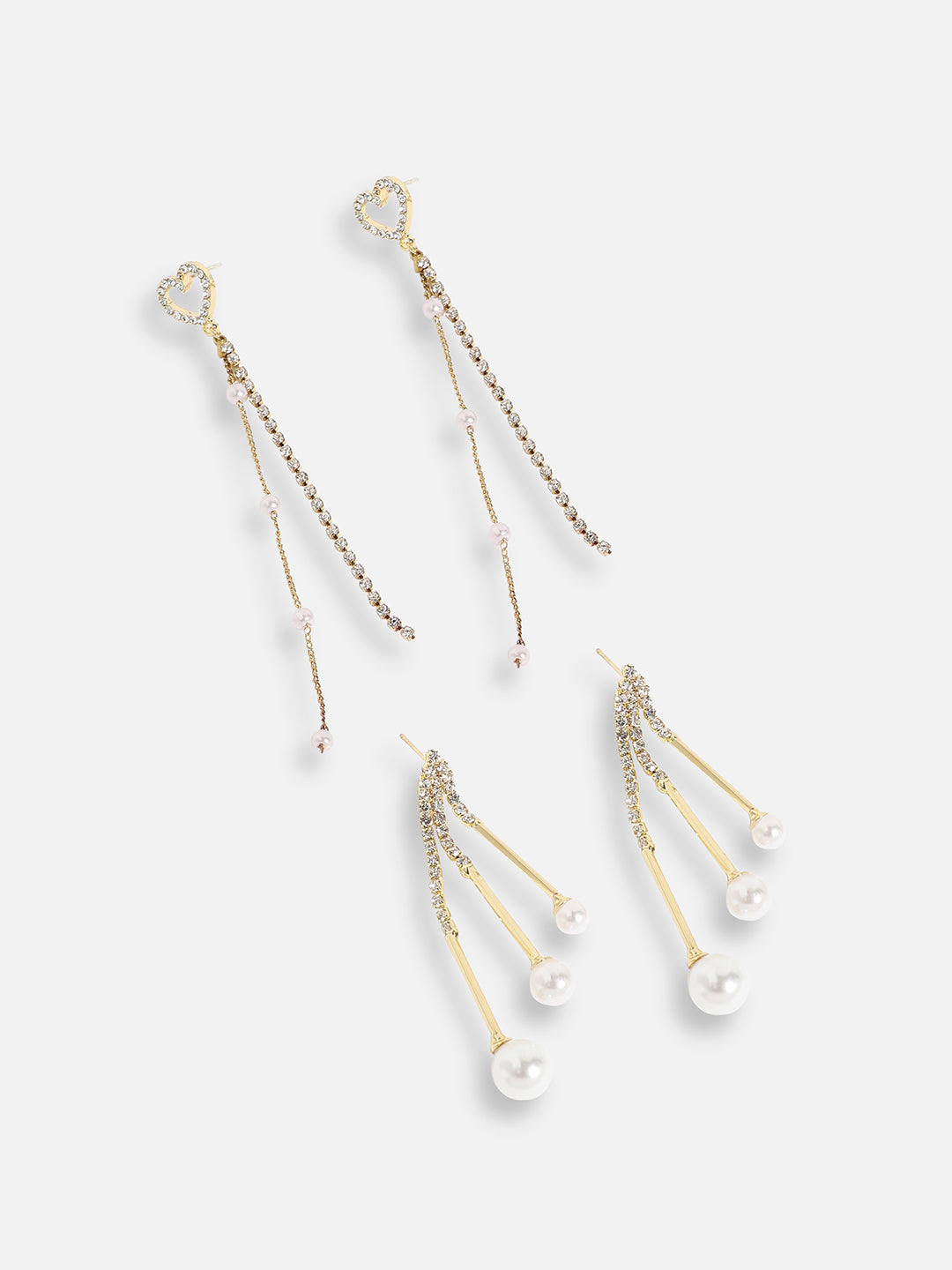 Pack Of Gold-Plated Drop Earrings