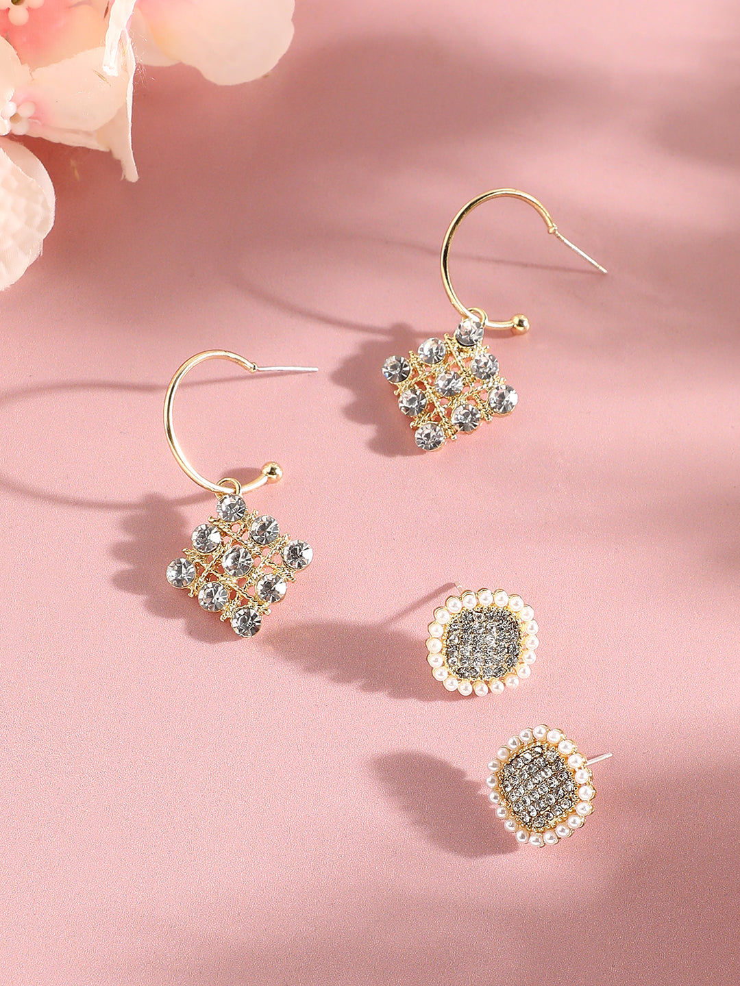 Pack Of Gold-Plated Stud & Drop Earrings