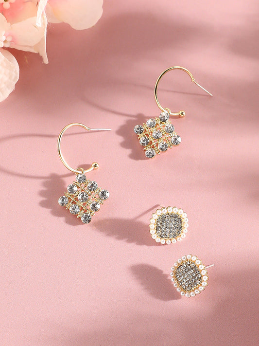 Pack Of Gold-Plated Stud & Drop Earrings