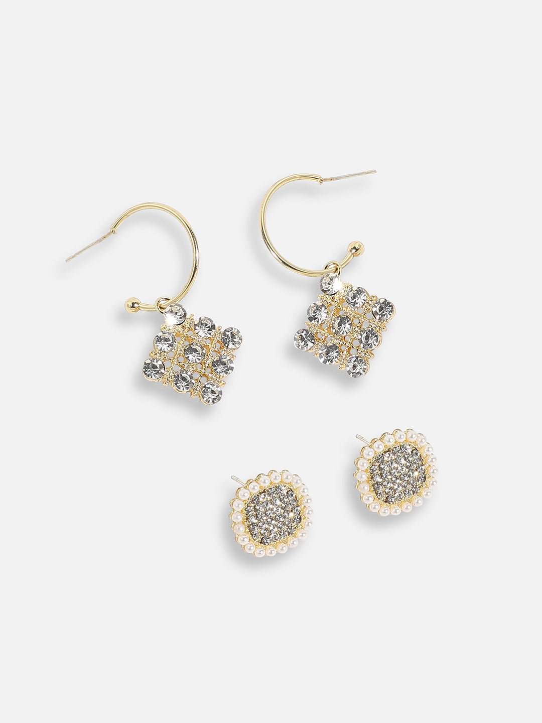 Pack Of Gold-Plated Stud & Drop Earrings