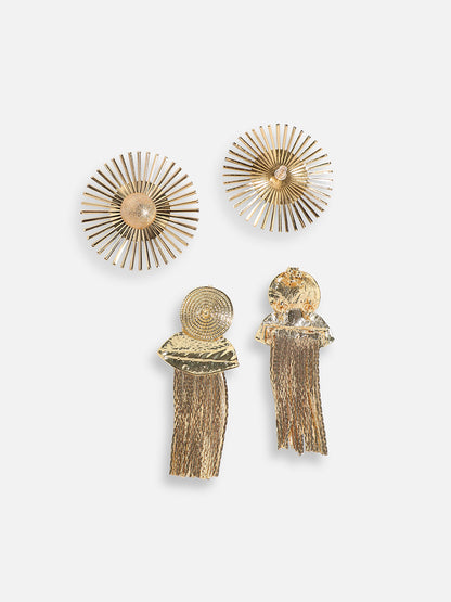 Pack Of Gold-Plated Stud & Drop Earrings 