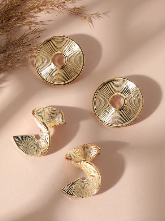 Pack Of Gold-Plated Drop Earrings