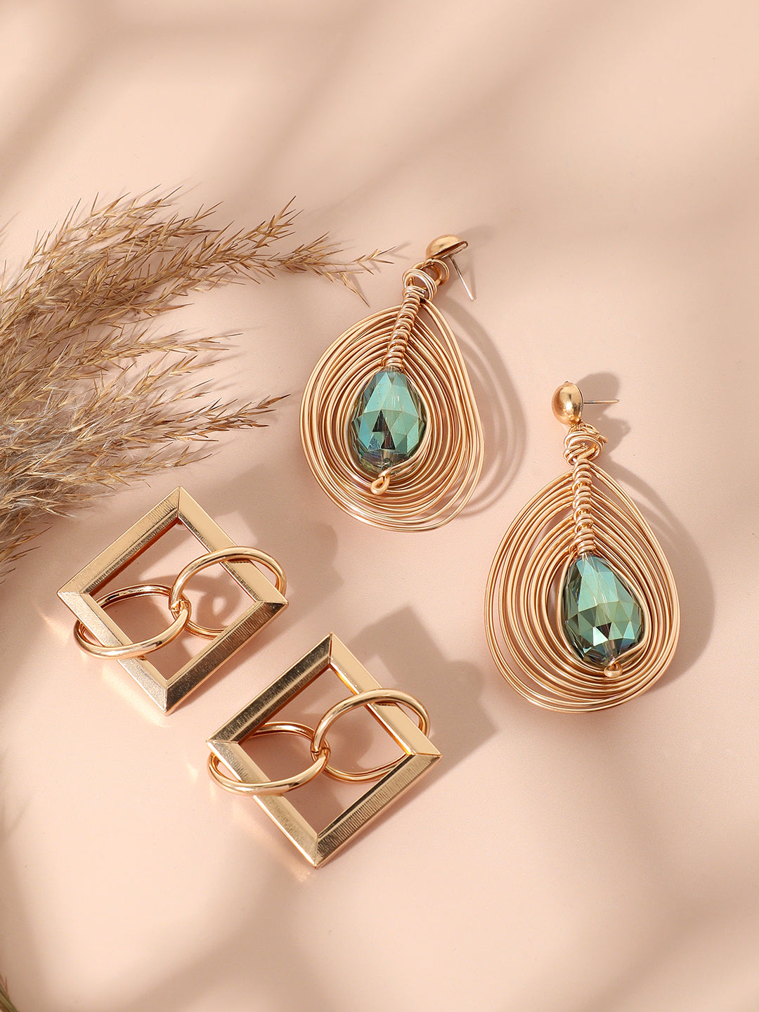 Pack Of Gold-Plated Stud & Drop Earrings