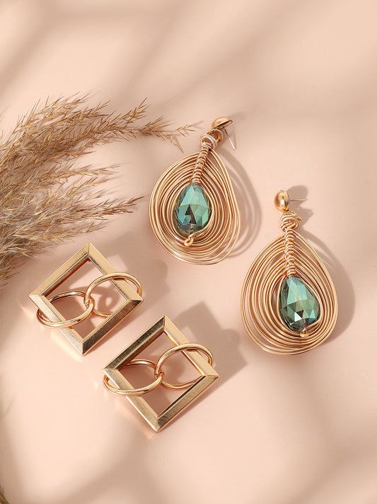 Pack Of Gold-Plated Stud & Drop Earrings
