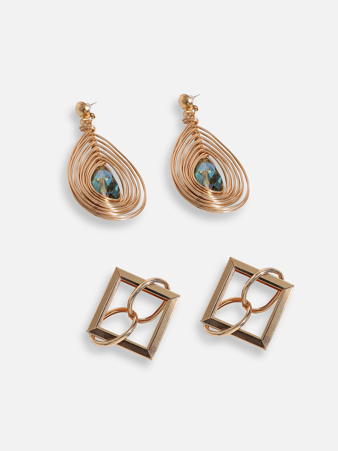 Pack Of Gold-Plated Stud & Drop Earrings
