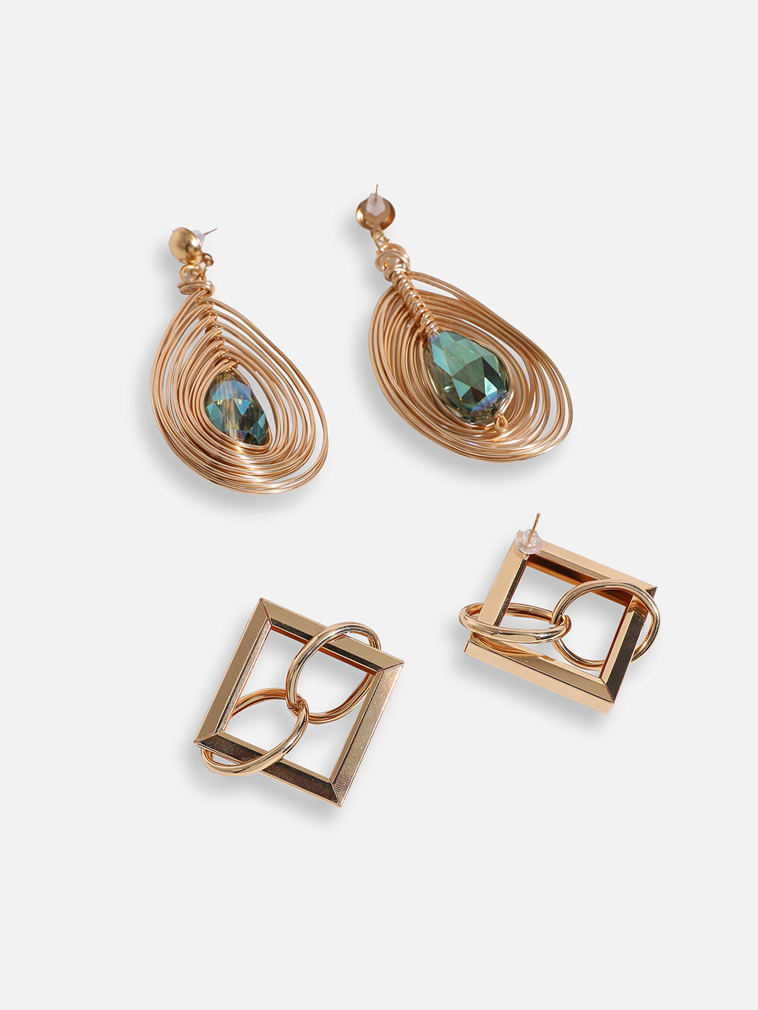 Pack Of Gold-Plated Stud & Drop Earrings 