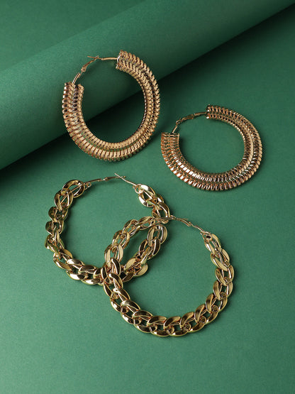 Pack Of Gold-Plated Hoop Earrings