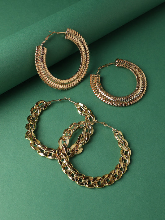 Pack Of Gold-Plated Hoop Earrings