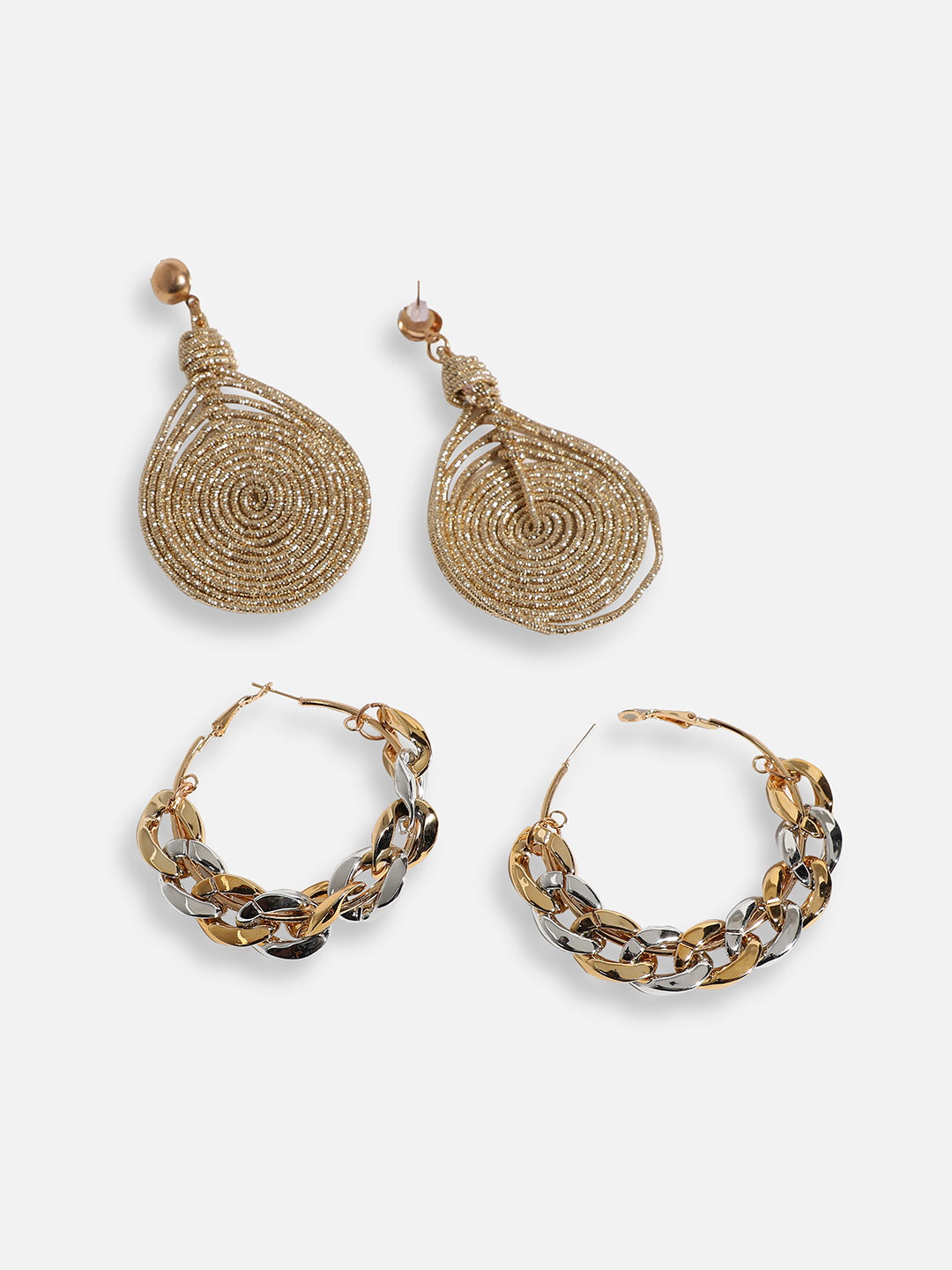 Pack Of Gold-Plated Hoop & Drop Earrings 