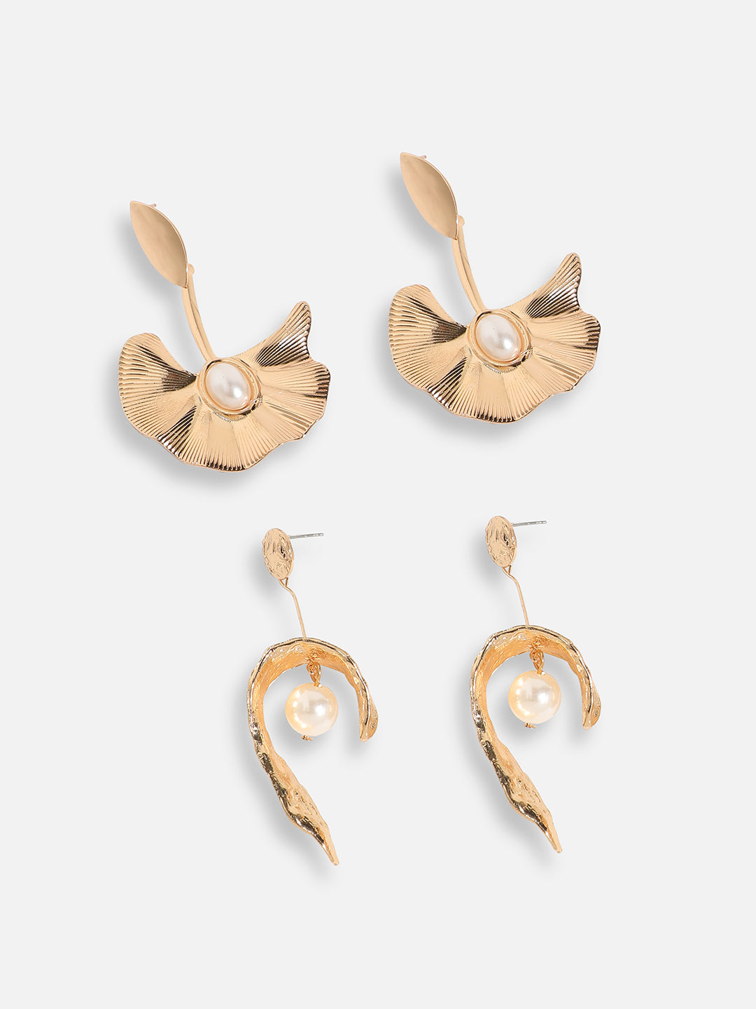Pack Of Gold-Plated Drop Earrings