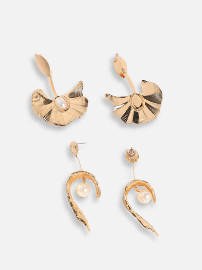 Pack Of Gold-Plated Drop Earrings 