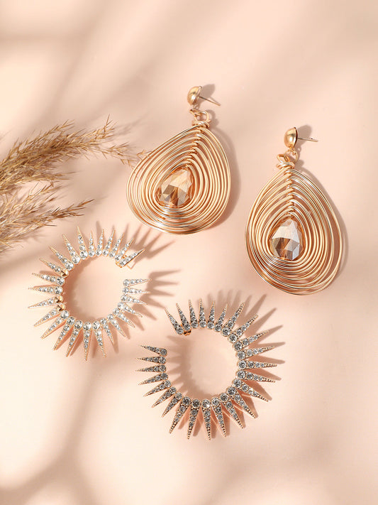 Pack Of Gold-Plated Drop Earrings