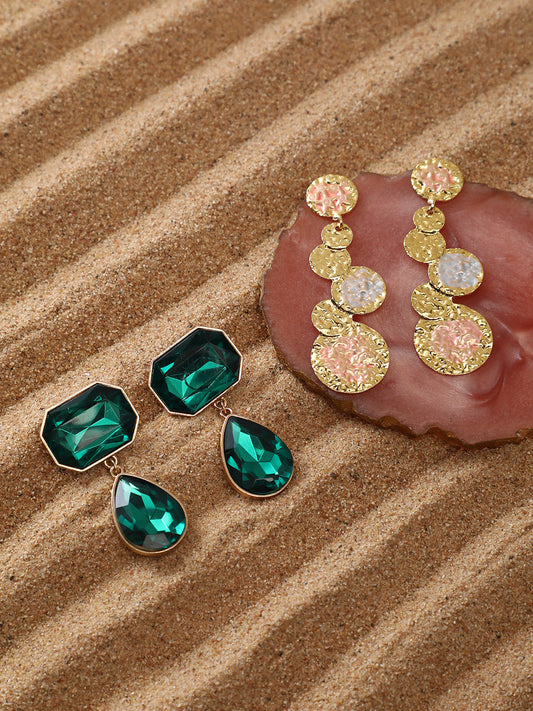 Pack Of Gold-Plated Drop Earrings