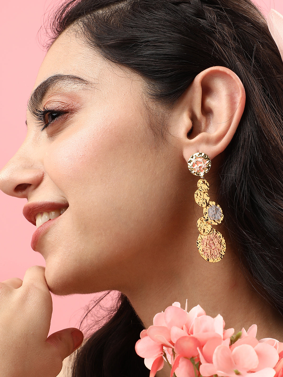 Pack Of Gold-Plated Drop Earrings