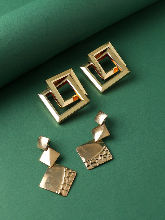 Pack Of Gold-Plated Drop Earrings