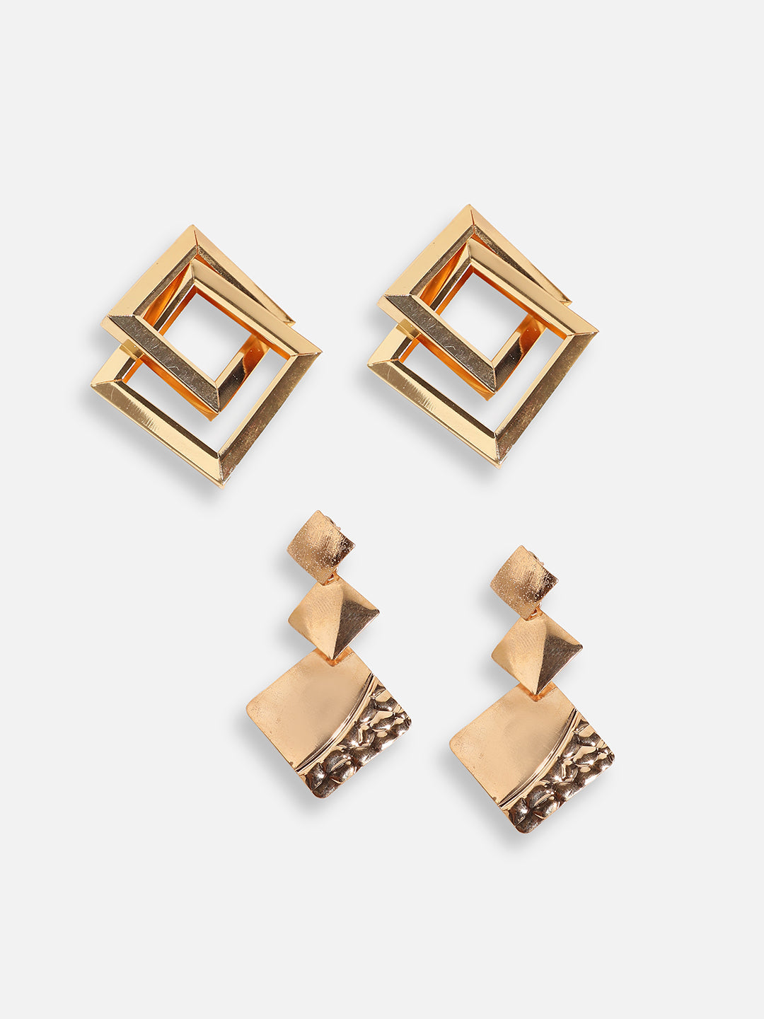 Pack Of Gold-Plated Drop Earrings