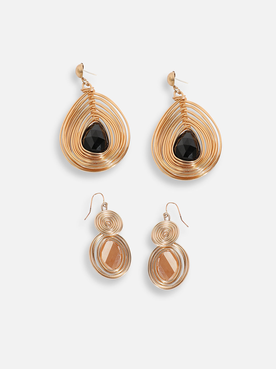 Pack Of Gold-Plated Drop Earrings