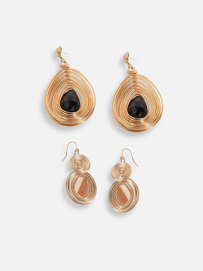 Pack Of Gold-Plated Drop Earrings