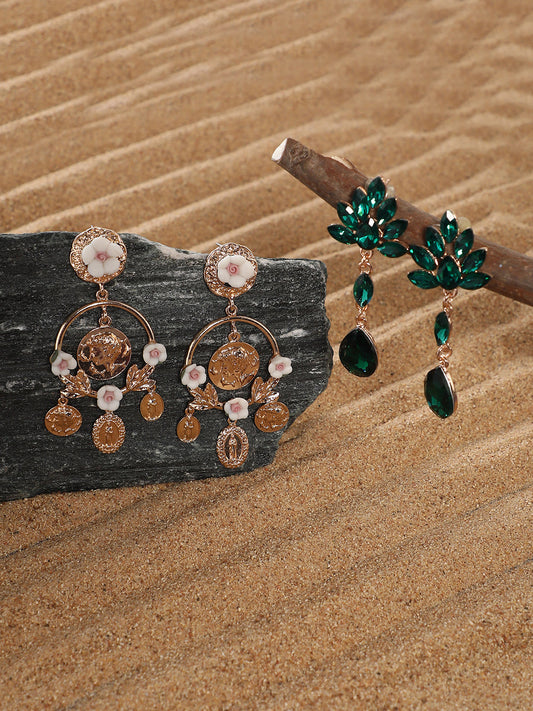 Pack Of Gold-Plated Drop Earrings