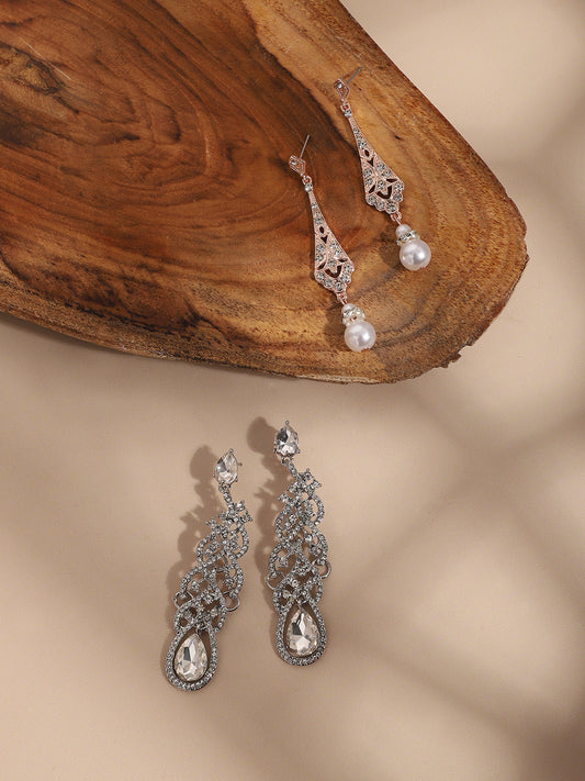Pack Of Silver-Plated Drop Earrings