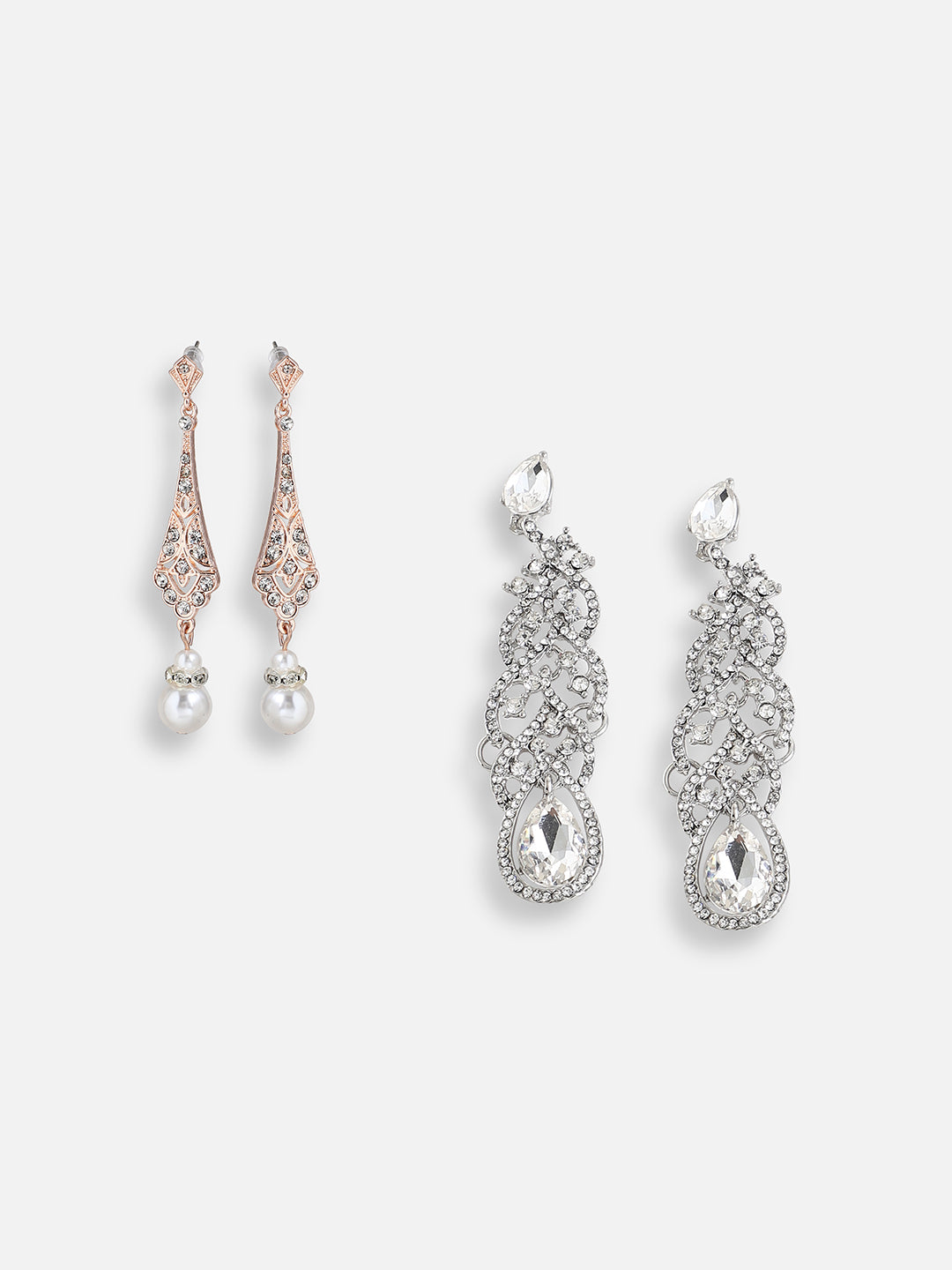 Pack Of Silver-Plated Drop Earrings 