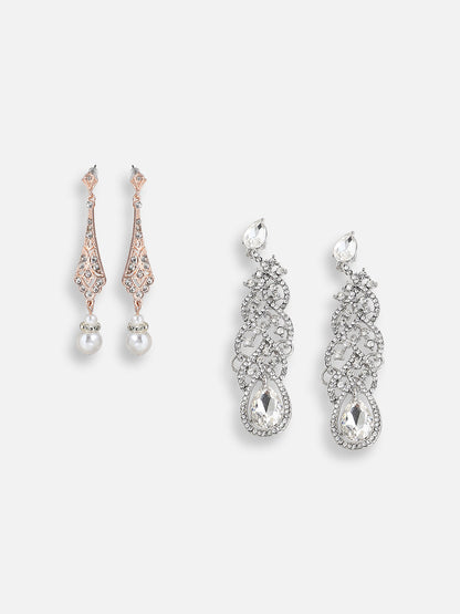 Pack Of Silver-Plated Drop Earrings 